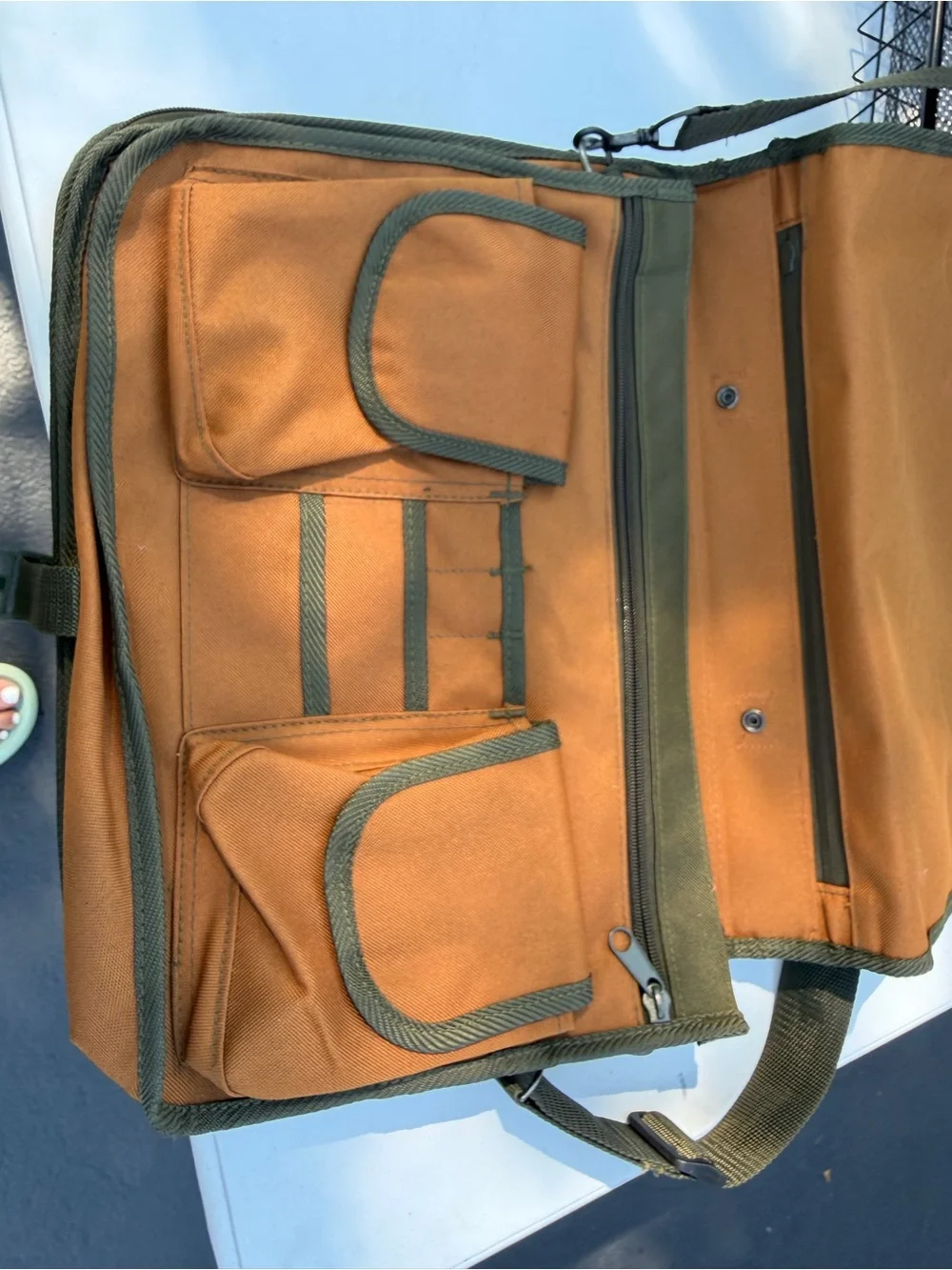 Duck Wear Olive and Brown Canvas Messenger Bag for Men